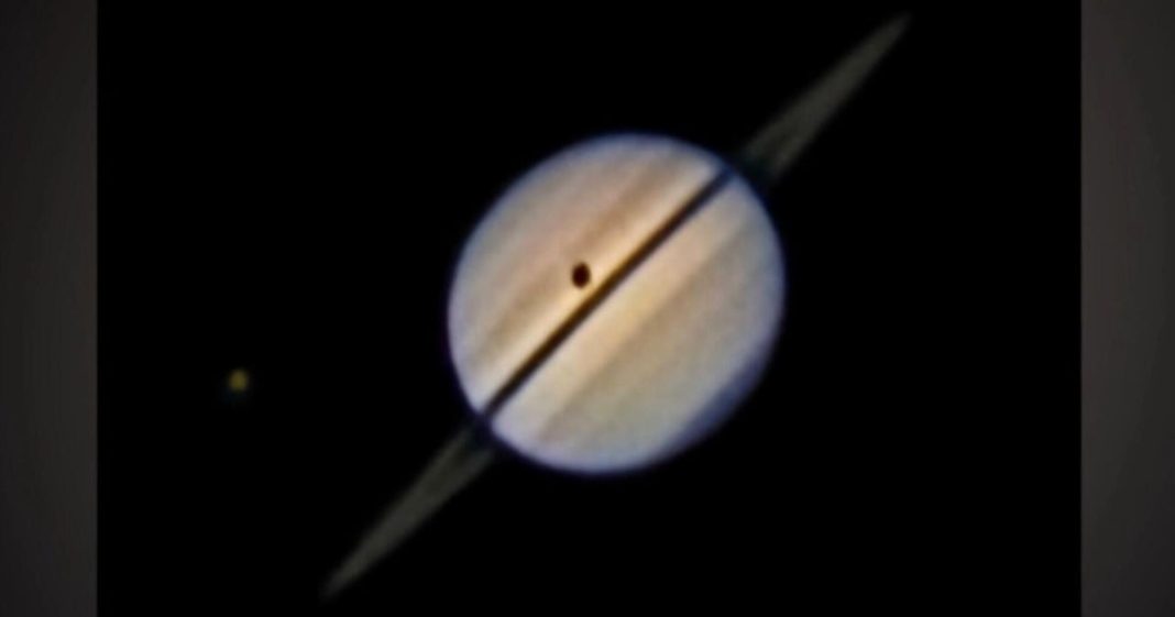 Backyard telescope captures rare eclipse on Saturn