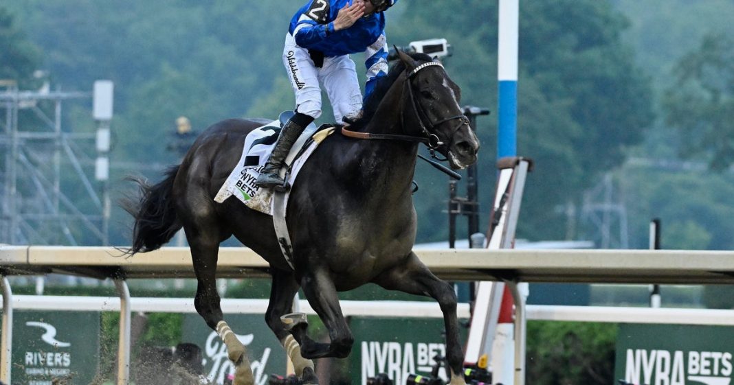 Kentucky Derby winner Sovereignty takes the 157th running of the Belmont Stakes