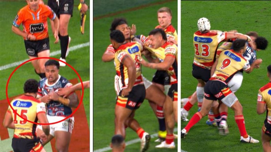 ‘Ridiculous behaviour’: Wild Dolphins, Roosters brawl erupts as FOUR stars binned
